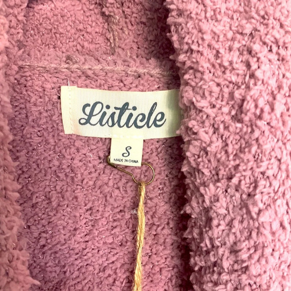NWT WOMENS LISTICLE SUPER SOFT MAUVE FLEECE CARDIGAN SIZE SMALL - Picture 3 of 6